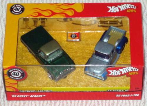 Hot wheels 100% 40th annniversary '59 Chevy Apache / '56  Ford F-100 Collectable Set 2