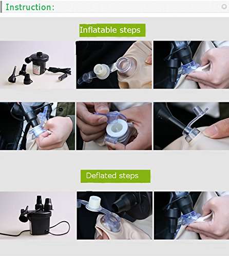 PETRICE Inflatable Car Bed Mattress with Two Air Pillows, Car Air Pump and Repair Kit 6