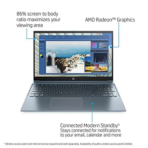 HP Pavilion 15, AMD Ryzen 5, 15.6 inch(39.6 cms) FHD, IPS, Micro-Edge Display (8GB RAM/512GB SSD/Radeon Graphics/Win 11/ Alexa Built-in/B&O Audio/MS Office/1.75kg/ Fog Blue) - 15-eh1102AU 2
