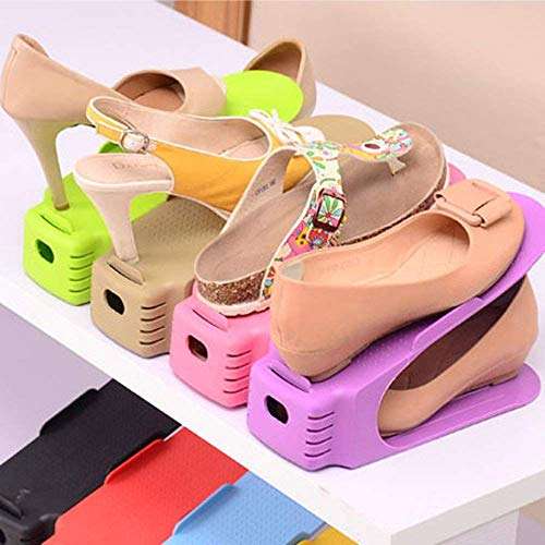 Vital Creations Adjustable Plastic Shoe Sandals Slots Rack- Set of 6 2