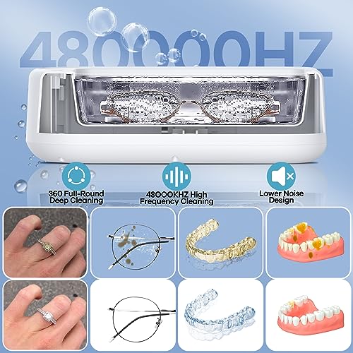 Ultrasonic Cleaner Jewelry Cleaning Machine: Portable Sonic Glasses Cleaner for Home Bathroom Room House Bath Office Bedroom 2