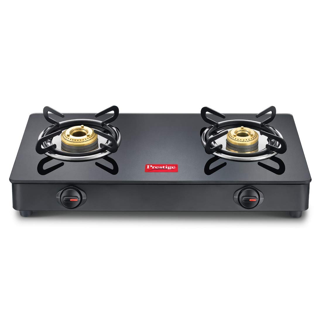 Prestige IRIS LPG Gas Stove, 2 Burner, Black, Powder coater Mild Steel with Glass Top, Manual 1