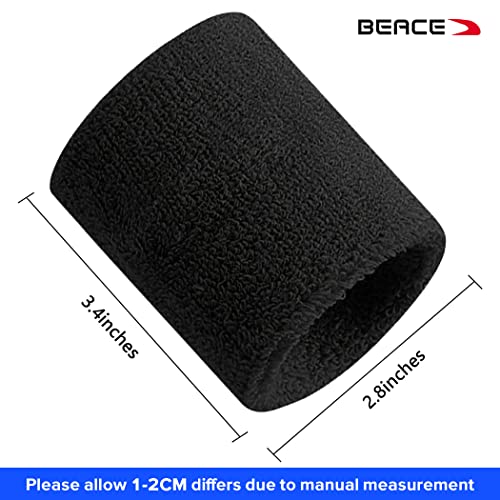 BEACE Sweatbands Sports Wristband for Men & Women -8pcs Moisture Wicking Athletic Cotton Terry Cloth Sweatband for Tennis, Basketball, Running, Gym, Working Out 6