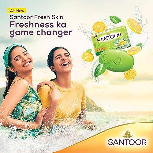 Santoor Fresh Skin Aloe Vera & Lime Bathing Soap with Nourishing & Anti-Aging Properties| For Smooth & Soft and Younger-Looking Skin| For All Skin Types| 125g, Pack of 4 3