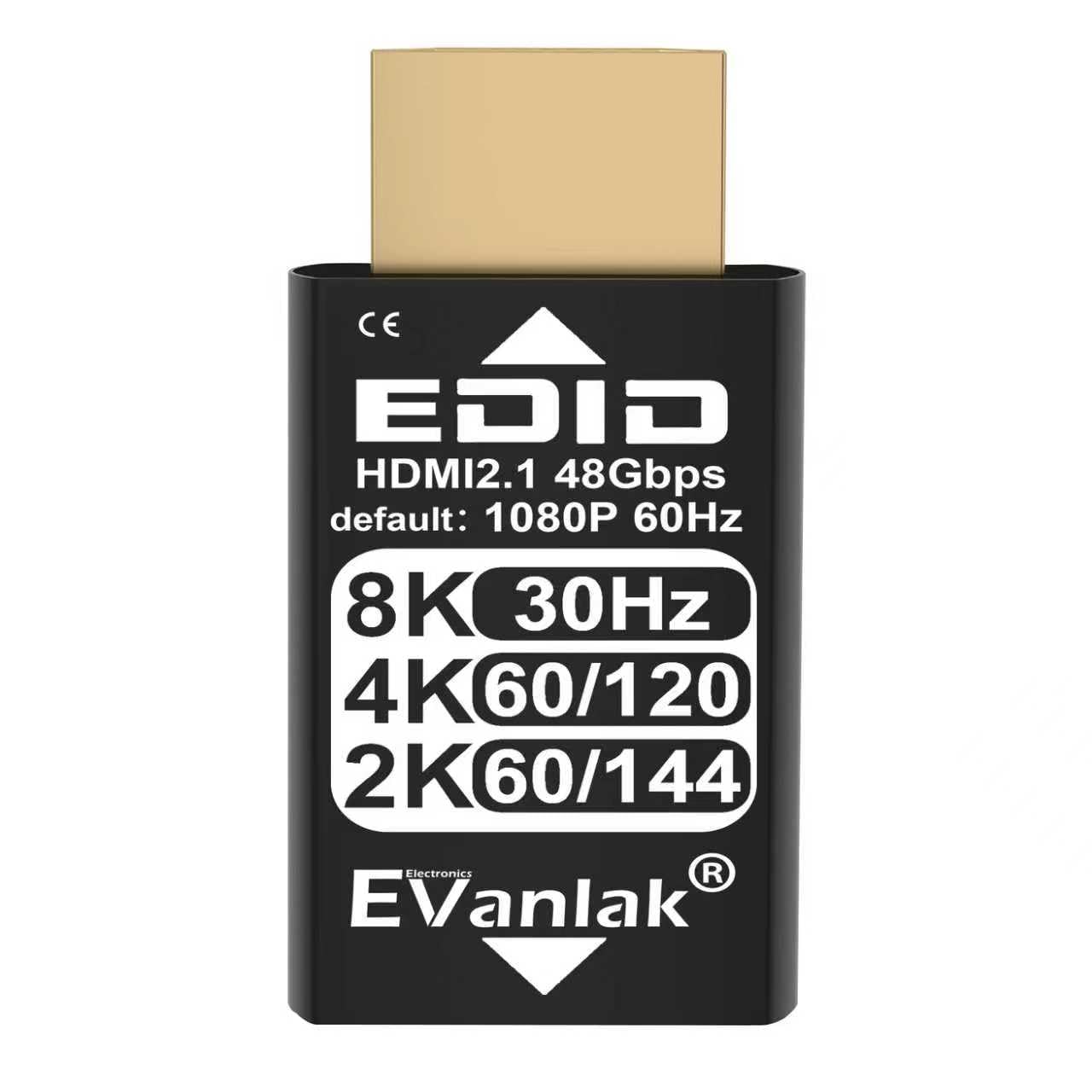 EVanlak 8K 30Hz HDMI Dummy Plug, 4K EDID Emulator Virtual Display Adapter, Headless Ghost HDMI 2.1 Emulator Supports 8K@30Hz / 4K@120Hz / 1440p@144Hz / 1080p@144Hz, Plug & Play Gold Dongle (1-Pack) 1