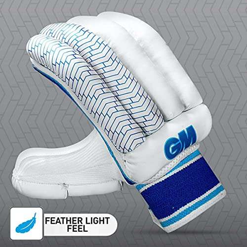 GM Siren Cricket Batting Gloves for Mens Left Handed | Free Cover | Colour: White/Royal Blue 2