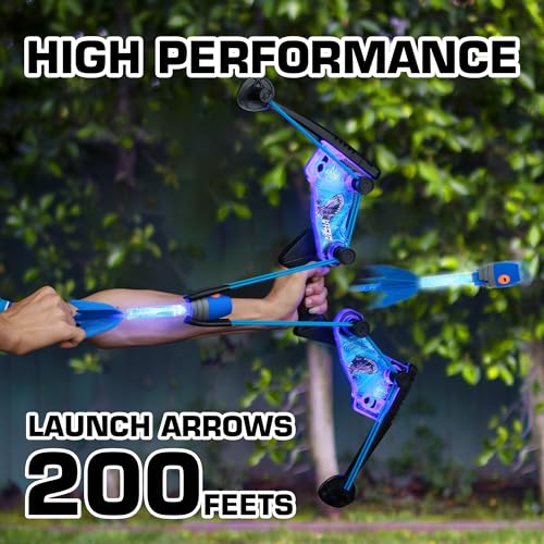 Zing HyperStrike FireTek Bow Archer Pack, Light Up Bow and Light Up Zonic Whistle Arrows, Shoots Arrows Over 200ft, Outdoor Play with Friends and Family, for Ages 14+ (Blue) 5