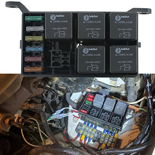 IZTOSS 12-Slot Relay Box 5 Relays 6 Blade Fuses - Fuse Relay Box with Fuse and 4pins 12V 40A Relay for Automotive Marine and Boat 6