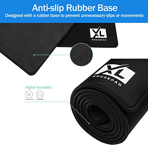 3XL Huge Mouse Pads Oversized (48''x24'') - Extra Large Gaming XXXL Mousepad for Full Desk - Super Thick Nonslip Rubber Base and Waterproof Desktop Keyboard Extended Mouse Mat (Black, XXX-Large) 2