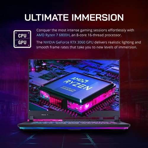 Asus 2022 ROG Strix G15 15.6'' FHD 144Hz Gaming Laptop, AMD Ryzen 7-4800H, 16GB RAM, 512B PCIe SSD, Backlit Keyboard, GeForce RTX 3060 Graphics, Windows 11 Home, Gray, 32GB Snowbell USB Card 5