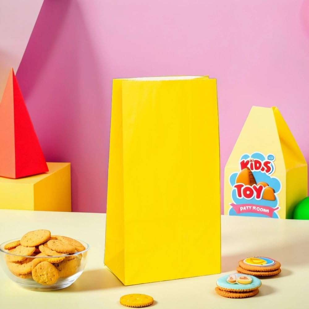 Vibrant Sunflower Yellow Paper Party Bags (Pack of 12) - Premium Quality, Perfect for Celebrations & Gifts 4