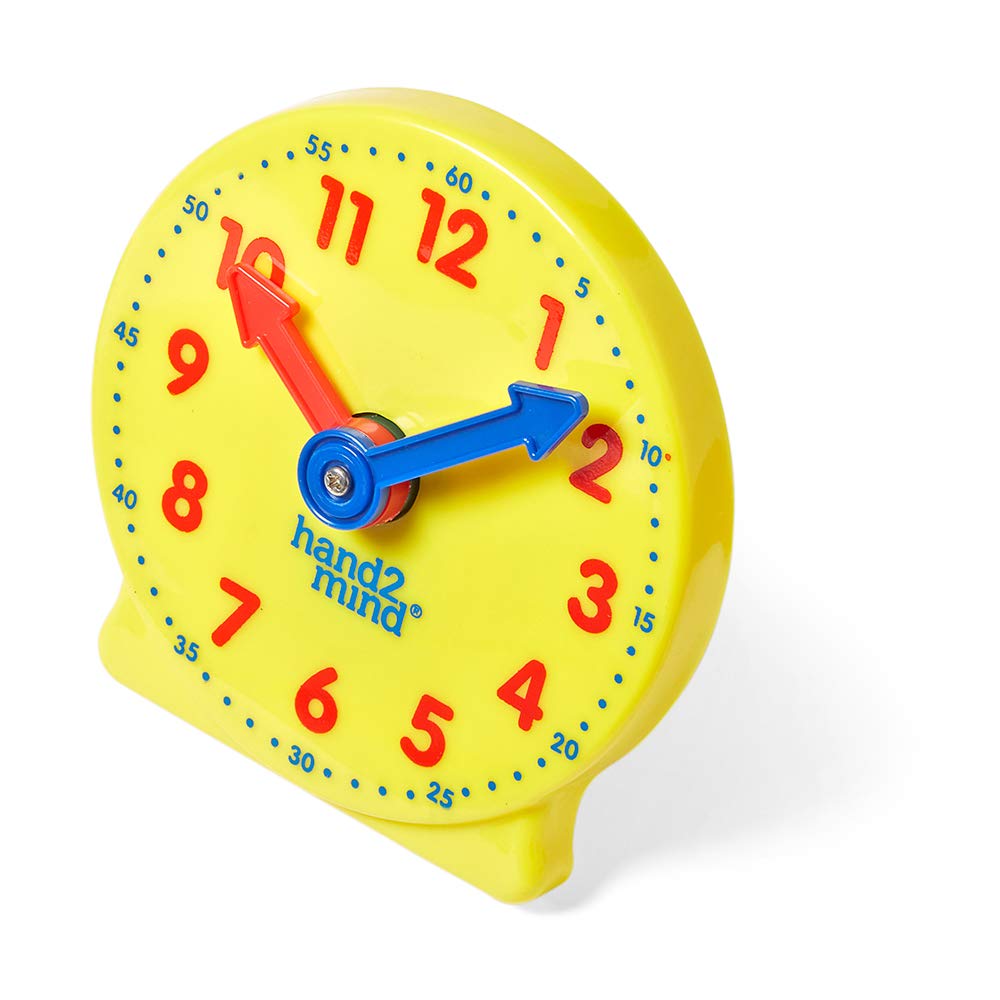 hand2mind Plastic Mini Geared Clock, Learning Clock Classroom Kit, Clock for Kids Learning to Tell Time, Yellow Practice Clock for Kids, Teaching Clock, School Supplies (Set of 1) 2