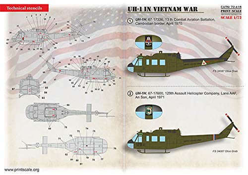 Print Scale 72-418 - 1/72 - UH-1 in Vietnam War Scale Decal Plastic Model kit 2
