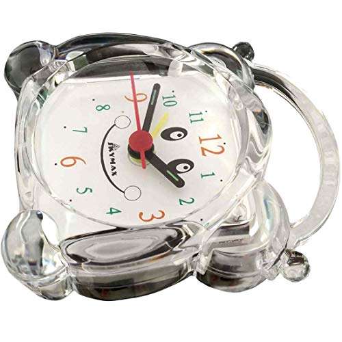 TCT (R-TM Skymax Smiley Transparent SK-05 Non Ticking Travel Beep Alarm Clock with Light and Snooze/Ascending Sound Alarm/Simple to Set Clocks, Battery Powered 3