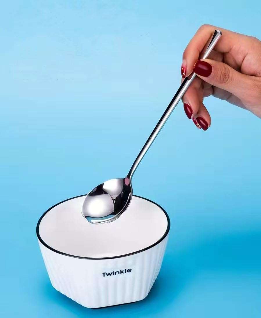 GTJLLY Spoons Silverware Set 5-Pack Korean Spoon,7.7 Inch 18/8 Stainless Steel Table Soup Spoons for Home, Kitchen, or Restaurant Flatware Set, Dishwasher Safe 4