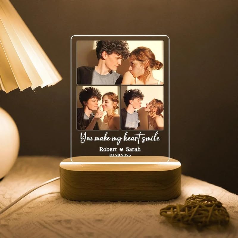 Glossy Gift Led Photo Frame Customised Gift, Valentine's Day Gift, Personalised Gift for Couples, Marriage Gift, Wedding Gift & Birthday Gifts for Girls, Anniversary Gift