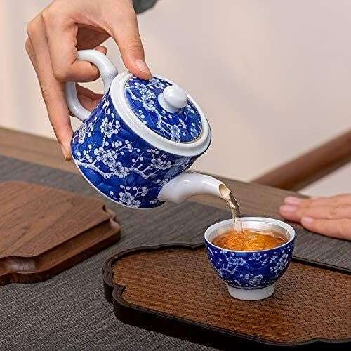 Silver Household Teapot with Ice Plum Blue White Porcelain, 999 Sterling Kung Fu Tea Set, Pot for Home, Office & Gifts 4