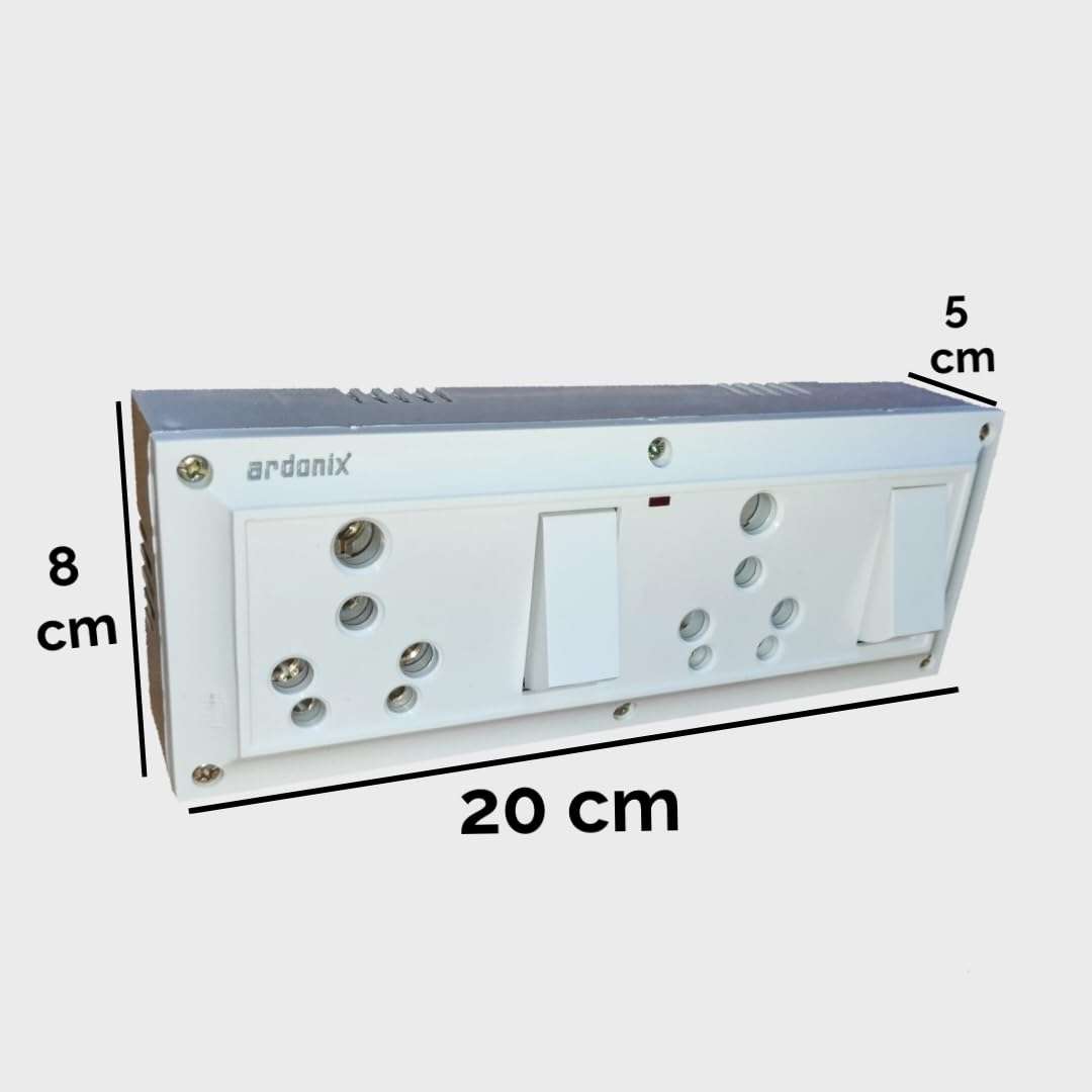 Double Switch Socket Combined Extension Box for Cooler, Washing Machine, Mixer Juicer & Use Multiple Home Appliances, 6A/15A Socket 5A Plug | 100% Copper Wire| max Load Upto 2000watt (6 Meter Wire) 5