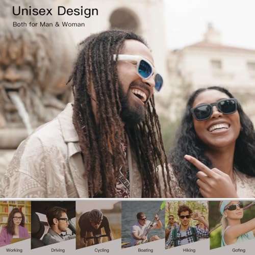 OhO sunshine Unisex-adult Audio Rectangular Polarized Sunglasses, Bluetooth 5.0 Version Wireless, Open Ear Style Listen Music and Calls - Pack of 1 (Black Frame-black Lens, One Size) 6