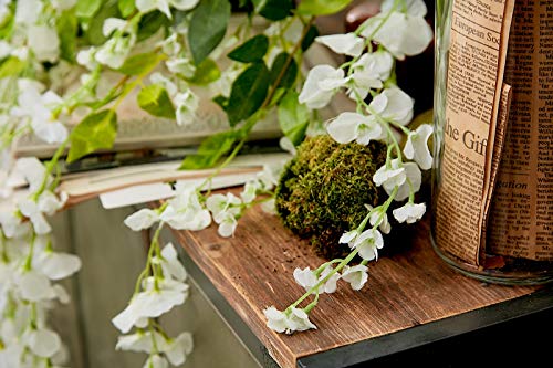 Ms Bloom Artificial Wisteria Vine - 12-Pack 3.6 Ft Spring Hanging Flowers Décor, Silk Plants Garlands for Sweet Home Kitchen Wall, Fake Plant Rattan for Outdoor Wedding Party Desk Decorations (White) 6