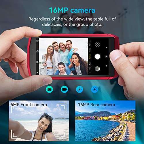CUBOT Pocket 4 inch Smartphone Without Contract, Android 11 Mobile Phone, 4GB + 64GB, 128 GB Expandable, 3000mAh Battery, 16MP + 5MP Camera, 4G Dual SIM NFC, GPS, Face ID, Red 5