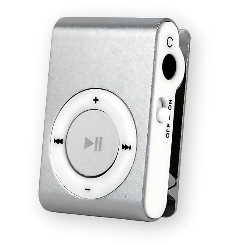 Drumstone ( LIMITED STOCK with 15 YEARS WARRANTY ) Mini Pocket MP3 Music Player with Earphones, Lossless Sound Sports Back Clip MP3 Player, Expandable Storage, Long Battery Life-Silver 1