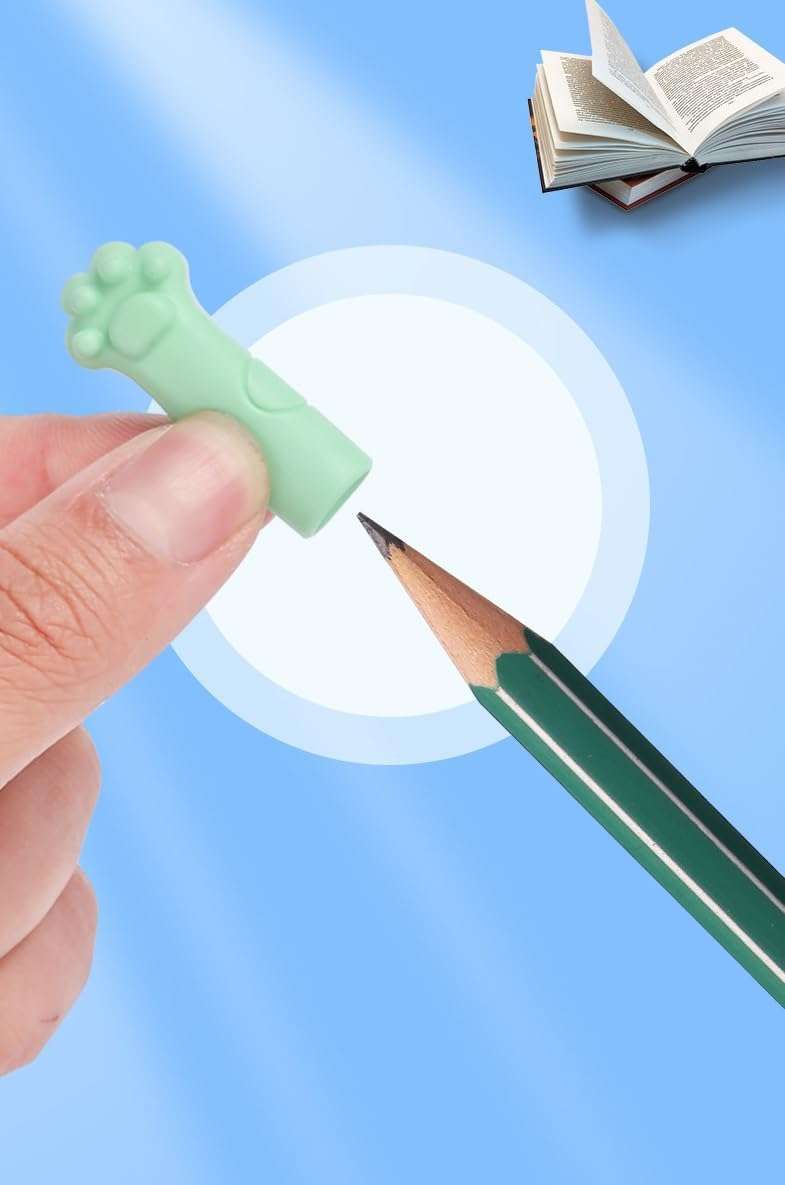 Silicone Cat Paw Pencil Caps, Cute Animal Protector Cover for Writing Pencils, Kawaii Stationery Accessories, Multicolor, 10 Pack 3
