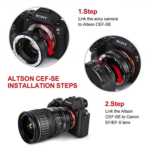 EF/EF-S Lens to Sony E Mount T Smart Adapter, Auto Focus Lens Adapter Ring for Canon EF/EF-S Lens to Sony E Mount Camera (CEF-SE) 5