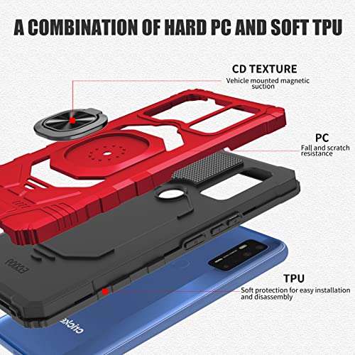 Ailiber for AT&T Radiant Max 5G 6.8"/Cricket Dream 5G /AT&T Fusion 5G/Cricket Innovate 5G Phone Case with Screen Protector, Ring Magnetic Car Mount Kickstand, Heavy Duty Protective Cover for Dream-Red 6