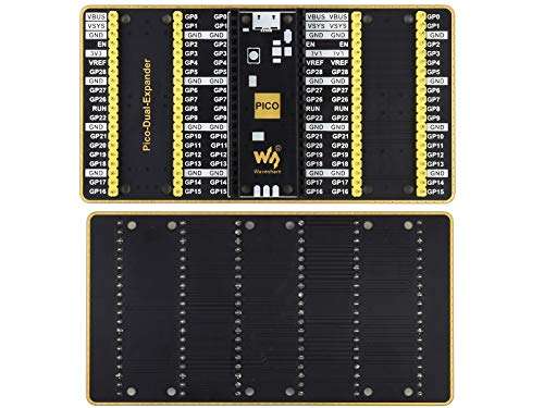 Dual GPIO Expander for Raspberry Pi Pico Microcontroller Board Two Sets of Standard Raspberry Pi Pico GPIO 2x20 Male Headers for Connecting More Expansion Modules 3