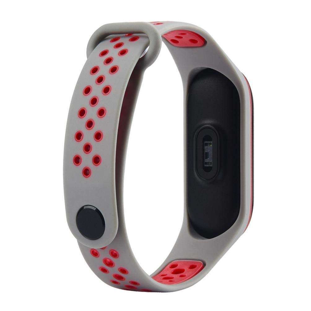 BQeT TPU Silicon Air Dot Band Strap for Xiaomi Mi Band 4 / Mi Band 3(NOT FIT in MI 1/2 HRX) (Grey RED) 4