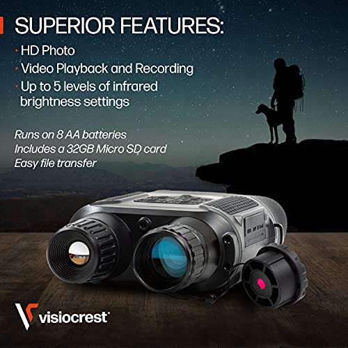 Visiocrest Night Vision Binoculars with Digital Infrared System, 10x35, 2x Zoom, 10x Magnification, High Relative Brightness, 4 - 8 Apparent Angle of View, Adult Hunting Gear, 32GB Memory Card 5