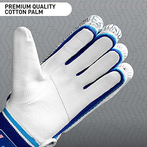 GM Siren Cricket Batting Gloves for Mens Left Handed | Free Cover | Colour: White/Royal Blue 4