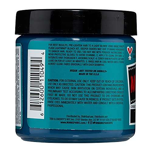 MANIC PANIC Classic Siren's Song Semi Permanent Hair Color - Neon Blue-Green Hair Dye for Women & Men That Lasts 4-6 Weeks - Vegan, Ammonia & Cruelty-Free - Create & Mix Custom Shades (4oz / 3pk) 2