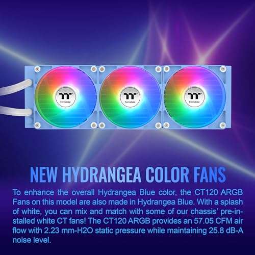 Thermaltake TH360 V2 Ultra ARGB Sync/AlO Liquid Cooler/ARGB Fan 120 * 3/PWM 500~1500rpm/Water Block 2.1" LCD/Hydragea Blue, CL-W420-PL12BU-A 4