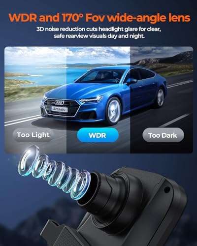 ACUMEN XR10 Rear View Mirror Camera, 10" Smart Touch Screen Mirror Dash Cam Front and Rear, Backup Camera for Cars, Dash Cam for Cars with WDR Night Vision, Included 32GB Card 4