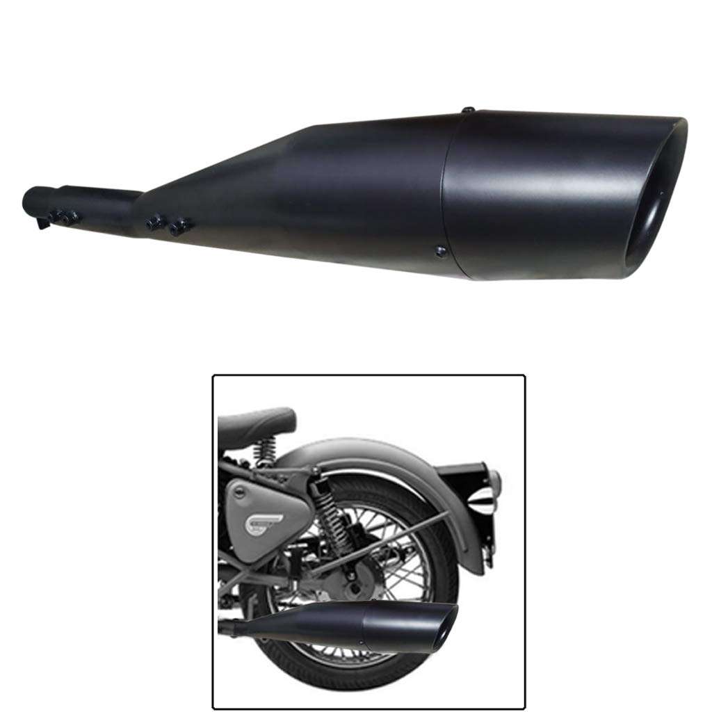 OZANGO Bike Silencer Exaust Dolphin Angular Filter Glasswool Black Bullet Exhaust Silencer With Zed Clamp Bush For Royal Enfield Bullet Electra Twin Spark 3