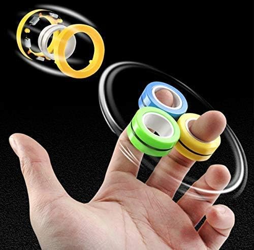 3 Pcs Magnetic Ring Toy, Magical Finger Spinning Toy Spinner Magnetic Toys for Kids Boys & Girls, Anti Stress Finger Magnetic Rings for 4 Years Old 3