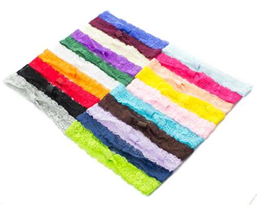 JLIKA Baby Girl Lace Fashion Interchangeable Headbands 1 inch Wide Headwrap - 20 Pack 4