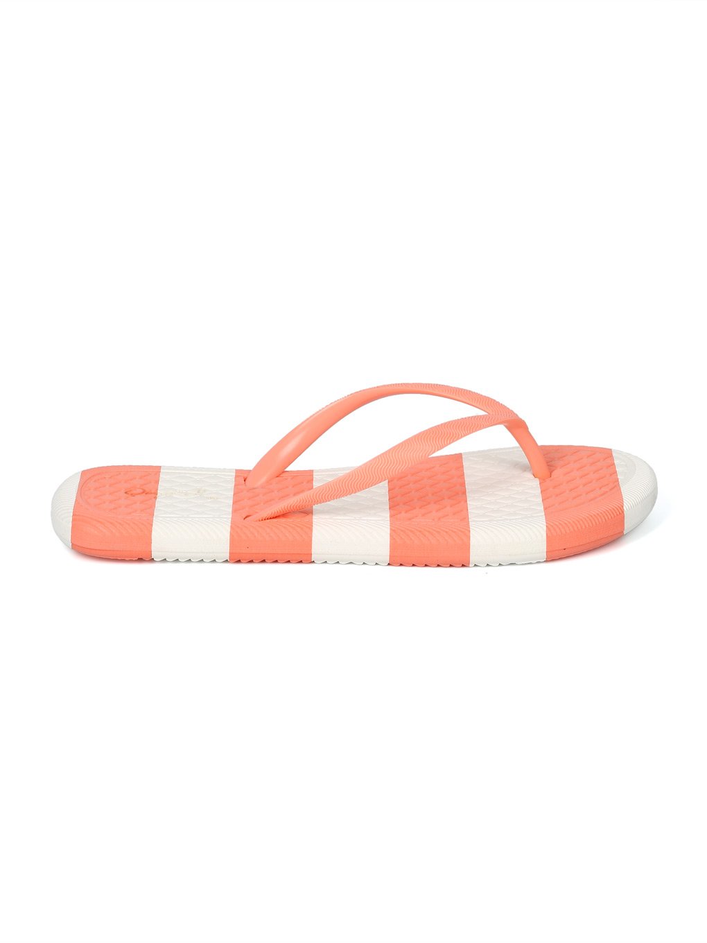 Qupid HH43 Women PVC Striped Thong Sandal HH43 - Coral (Size: 7.0) 2