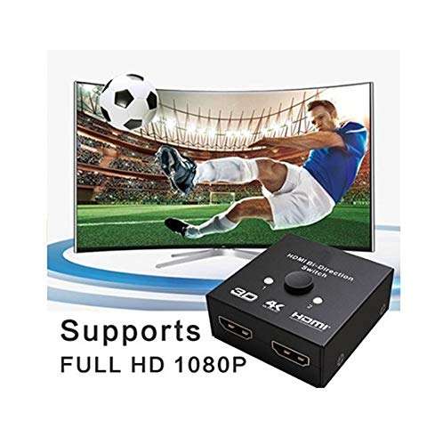 Alexvyan HDMI Switch Splitter, Bi-Directional Manual HDMI Switch 2 Port, 2 in 1 Out or 1 in 2 Out Splitter Support 4k 2k HD 1080P 3