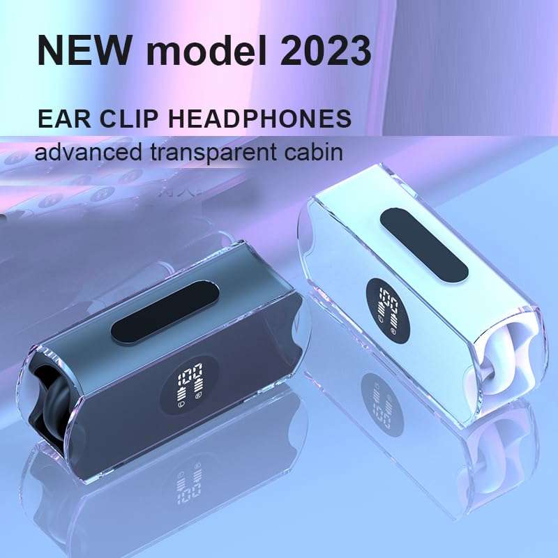 Ear Clips Ear Buds Wireless, Painless Open Ear Bone Conduction Headphones Bluetooth 5.3, Waterproof Mini Sport Running Clip on Earring Earphones for Small Ears, HiFi Sound/Long Battery Life 2