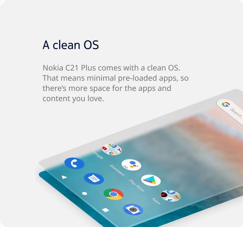 Nokia C21 Plus | Android 11 (Go Edition) | Unlocked GSM Smartphone | 2-Day Battery | Dual SIM | 2/64GB | 6.52-Inch Screen | Cyan | Not Compatible with Verizon or AT&T 3