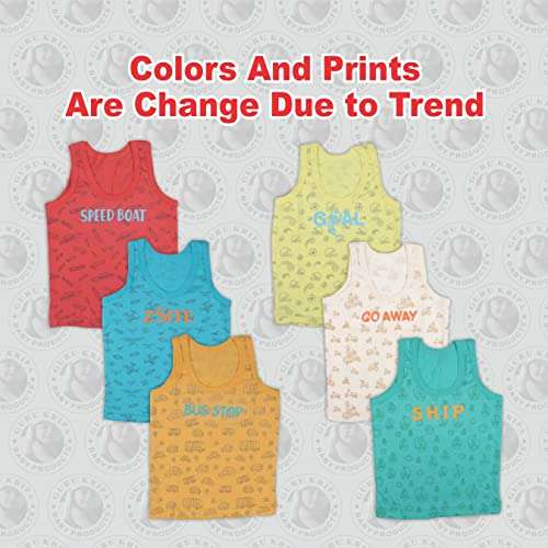TINY LOOKS Kids Vest Infants Sando Unisex Sleeveless Regular Fit Undershirts for Boys Girls Hosiery Inner for Baby Cotton Inner Wear Sando Unisex Baby Vest 6-12 Month Pack of 6 Multicolour 4