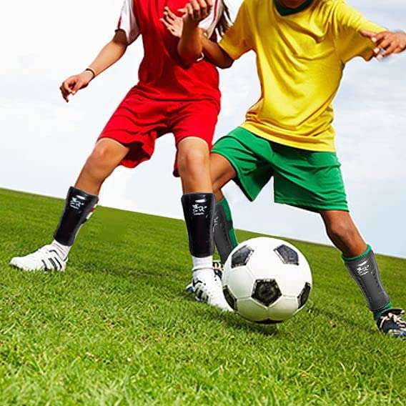 Jadekylin 2 Pairs of Soccer Shin Guards for Ages 4-8 (Black+ Red, 6 inch) 5