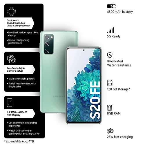 Samsung Galaxy S20 FE 5G (Cloud Mint, 8GB RAM, 128GB Storage) & Galaxy Buds2 Pro, Bluetooth Truly Wireless in Ear Earbuds with Noise Cancellation (Graphite, with Mic) 3