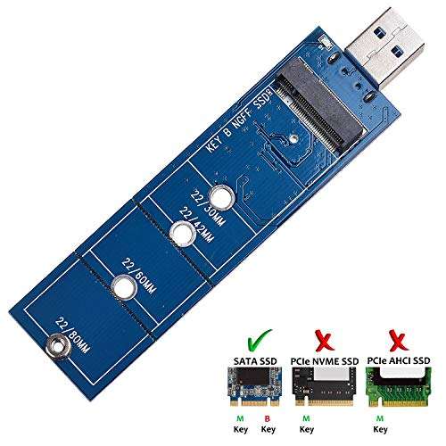 M.2 to USB Adapter, AUYOUWEI B Key M.2 SSD to USB 3.0 Adapter / 2280 M2 SSD Drive Adapter/NGFF Converter Reader (No Cable Needed) 1