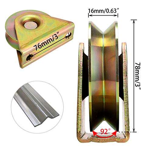 Skelang 3" Sliding Gate Wheels, V Groove Caster, Heavy Duty Rigid Caster with Bracket for 92° V Track Rail, Rolling Driveway Gate, Industrial Machine, Each Loading Capacity 650 Lbs, Pack of 8 3