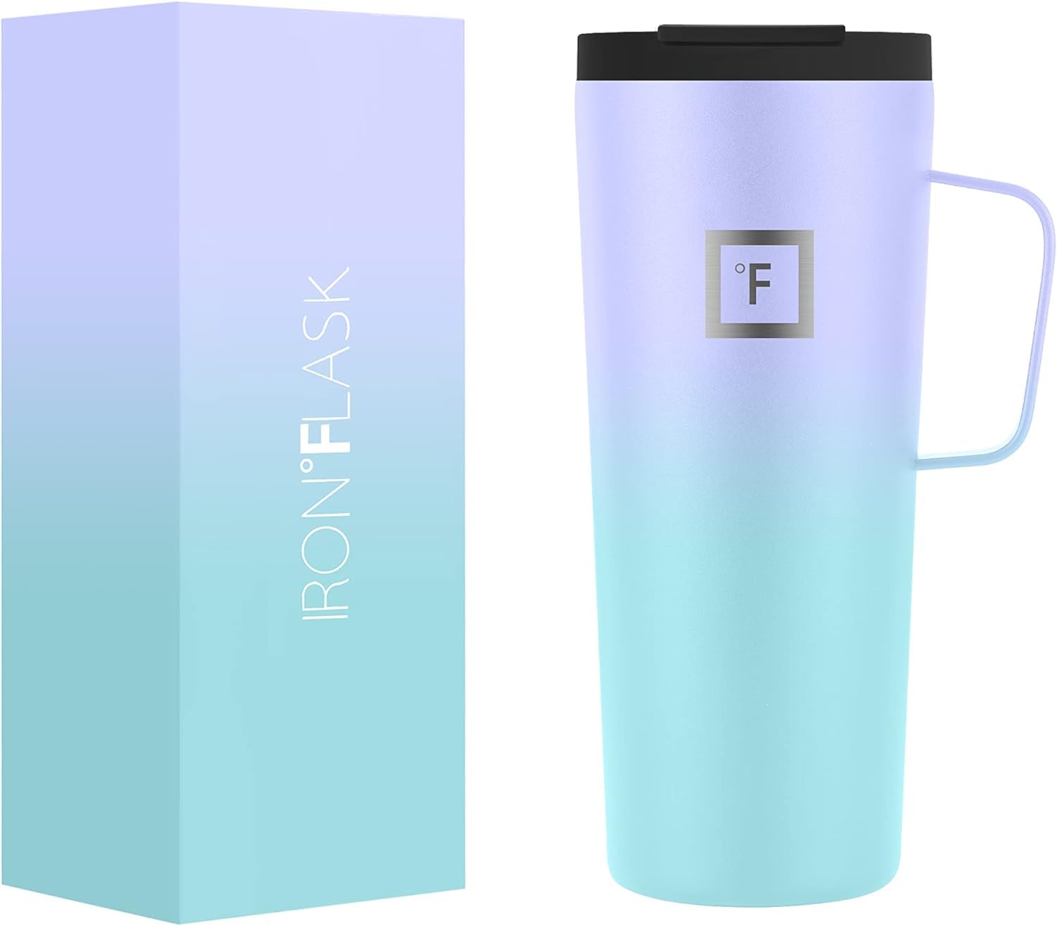 IRON °FLASK Grip Novelty Coffee Mug - Leak Proof, Vacuum Insulated Stainless Steel Bottle, Double Walled, Thermo Travel, Hot Cold, Water Metal Canteen - Cotton Candy, 24 Oz - Rubber Bottom 1