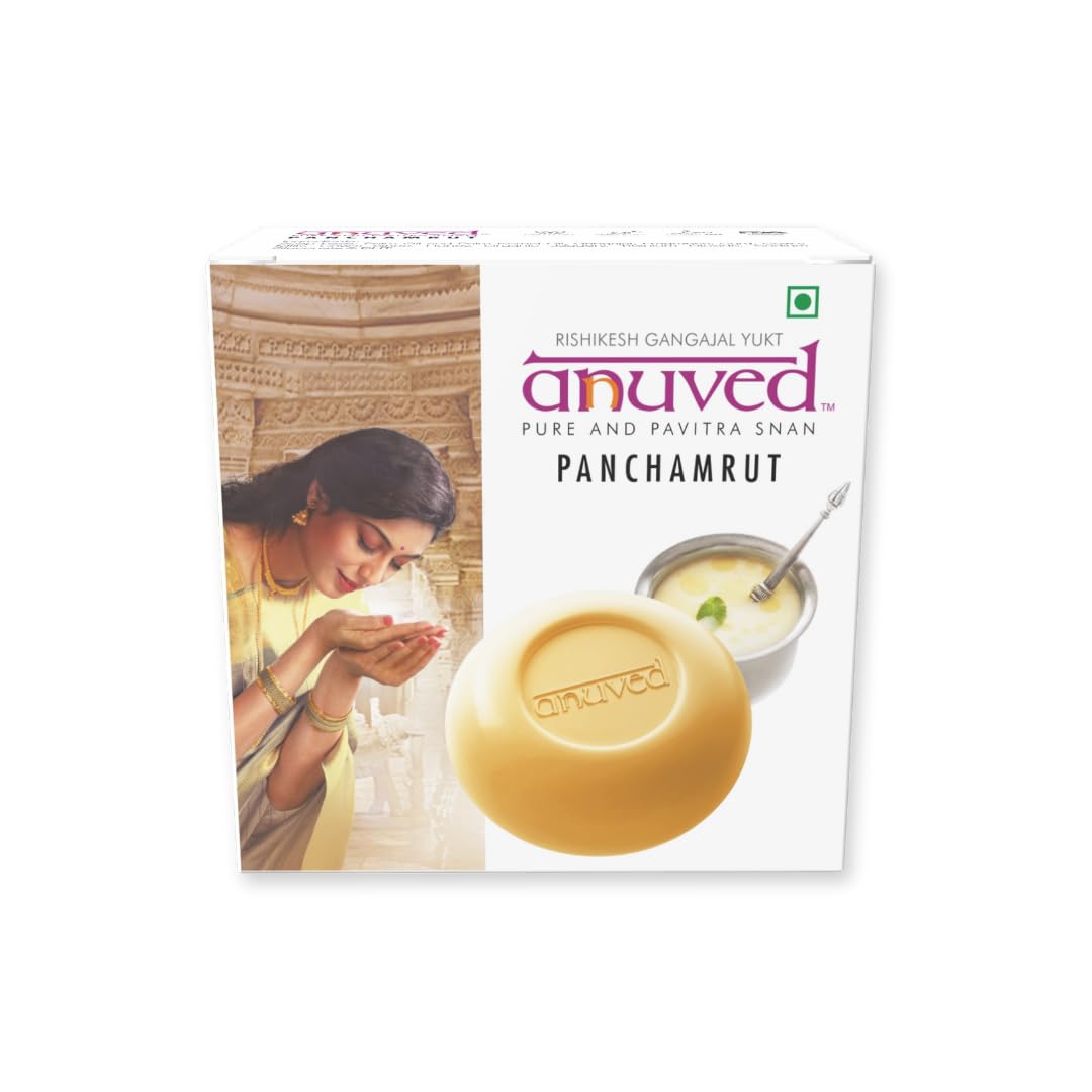 Anuved Family Combo (Pack of 9) Herbal Soaps 125g each Chandanam, Kewda, Utane, Kesar, Panchamrut, Ashtagandha, Aloe Vera, Haldi Chandan & Pahadi Gulab with Sacred Indian Herbs,Enriched with Gangajal 4